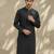 Black embroidered cotton silk kurta set