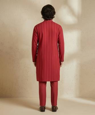 Maroon woven cotton kurta set 2