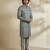 Grey woven silk nehru jacket