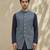 Blue woven cotton silk sherwani
