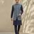 Blue woven cotton silk sherwani