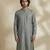 Grey woven silk kurta set