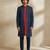 Blue embroidered crepe sherwani