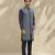 Blue woven cotton silk kurta set