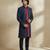 Blue embroidered crepe sherwani