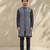 Blue woven cotton silk kurta set