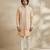 Beige embroidered raw silk kurta set