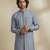 Blue embroidered cotton silk kurta set