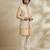 Beige embroidered raw silk kurta set