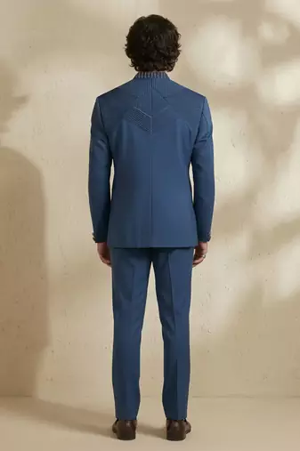 Blue wool bandhgala set