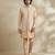 Beige embroidered raw silk kurta set
