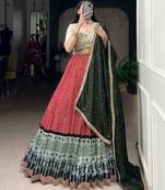 Rayon Bandhej Chaniya Choli with Sequins & Thread Embroidery Lace