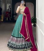 Rayon Bandhej Chaniya Choli with Sequins & Thread Embroidery Lace