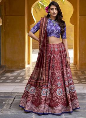 Designer Vaishali Silk Printed Chaniya Choli with Beads Work 3