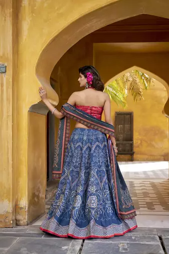 Designer Vaishali Silk Printed Chaniya Choli with Beads Work