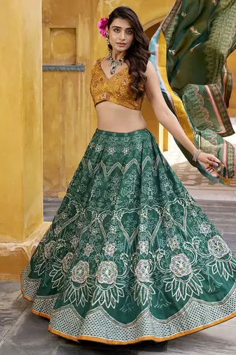 Designer Vaishali Silk Printed Chaniya Choli with Beads Work