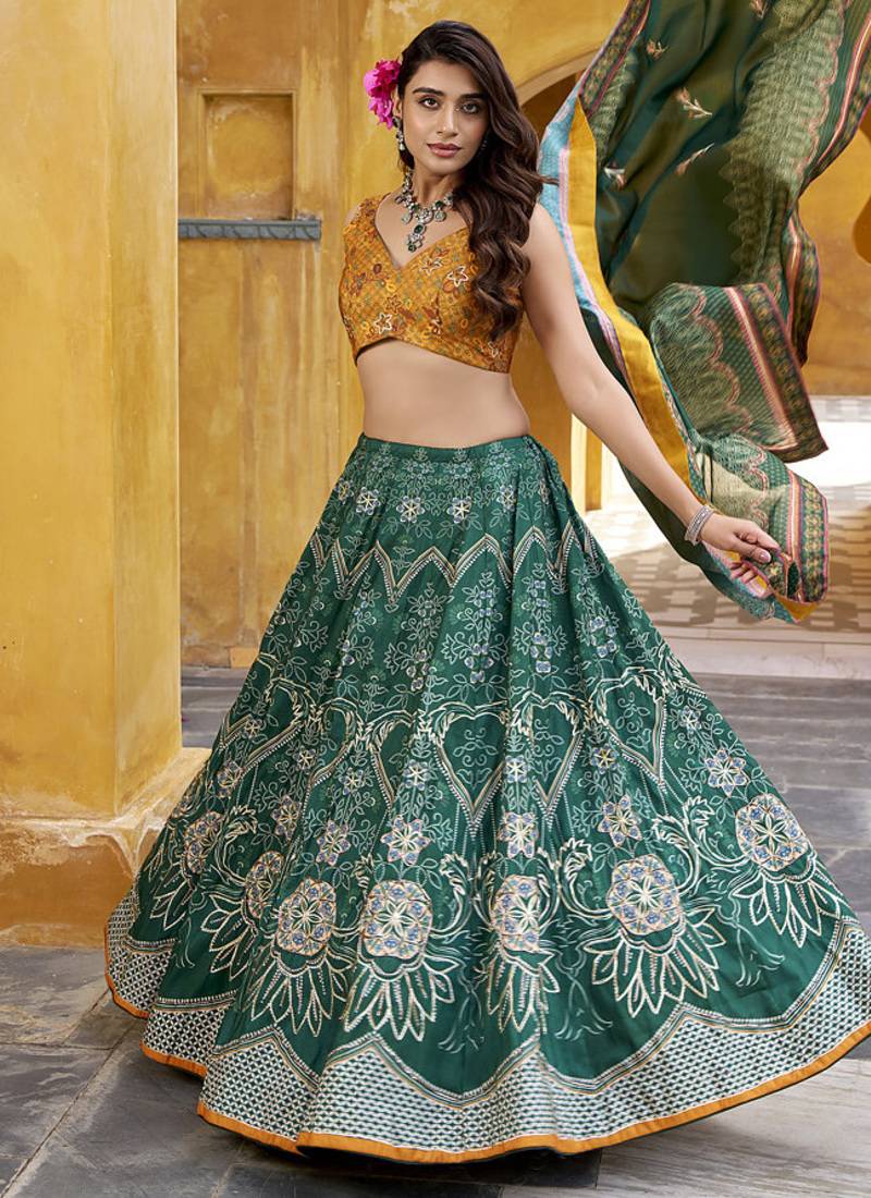 Designer Vaishali Silk Printed Chaniya Choli with Beads Work