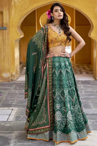 Designer Vaishali Silk Printed Chaniya Choli with Beads Work