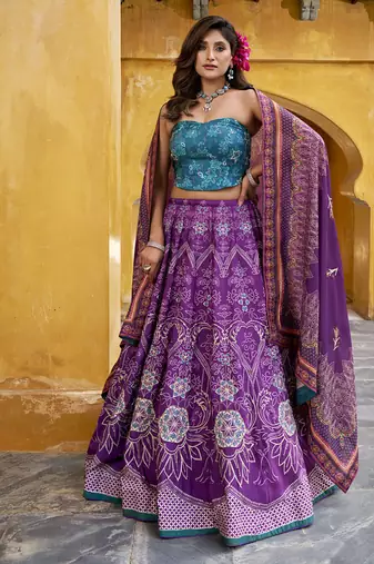 Designer Vaishali Silk Printed Chaniya Choli with Beads Work