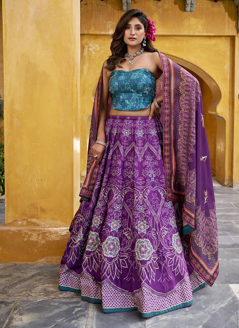 Designer Vaishali Silk Printed Chaniya Choli with Beads Work