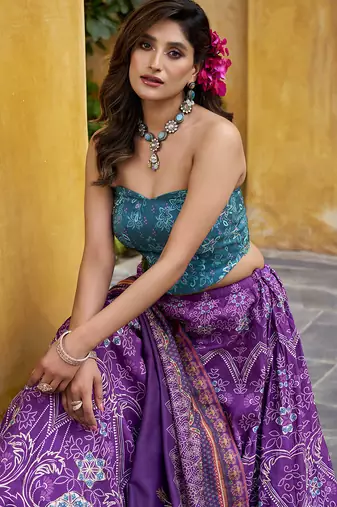 Designer Vaishali Silk Printed Chaniya Choli with Beads Work