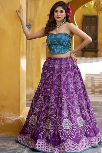 Designer Vaishali Silk Printed Chaniya Choli with Beads Work