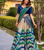 Tasar Silk Tie-Dye Print Chaniya Choli with Lace Touch-Up