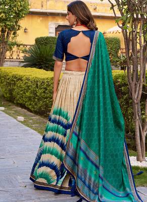Tasar Silk Tie-Dye Print Chaniya Choli with Lace Touch-Up 4