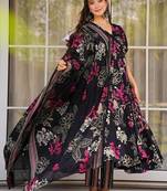 Black heavy digital printed  maslin anarkali style