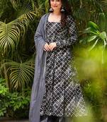 Black heavy digital printed  maslin anarkali palazzo style