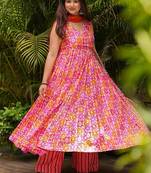 Multicolor heavy digital printed  maslin anarkali palazzo style