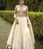 Graceful White Chanda Silk Plain With Sequins and Thread Embroidered Belt Indian wedding lehenga Choli dress