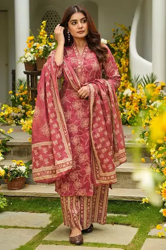 Pink heavy digital printed maslin palazzo style