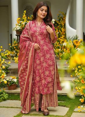 Pink heavy digital printed maslin palazzo style 3