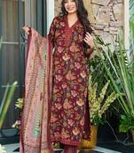 Maroon heavy digital printed maslin salwar suit for women