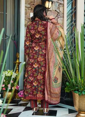 Maroon heavy digital printed maslin salwar suit for women 2