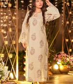 Beige heavy digital printed maslin salwar kameez
