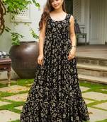 Black heavy digital printed georgette gown style