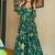 Green heavy digital printed rayon gown style