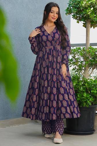 Purple heavy digital printed rayon anarkali palazzo style