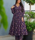 Purple heavy digital printed rayon anarkali palazzo style
