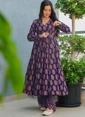 Purple heavy digital printed rayon anarkali palazzo style 3