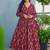 Maroon heavy digital printed rayon anarkali palazzo style