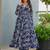 Navy blue heavy digital printed rayon anarkali palazzo style