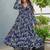 Navy blue heavy digital printed rayon anarkali palazzo style