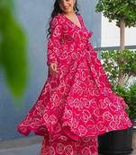 Magenta heavy digital printed rayon anarkali palazzo style