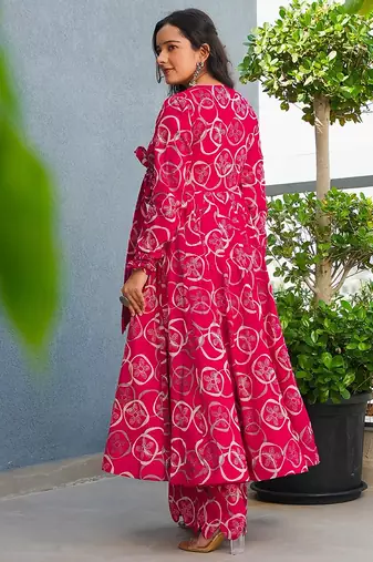 Magenta heavy digital printed rayon anarkali palazzo style