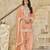 peach elegant pv chanderi roman silk ready-made suit with organza dupatta
