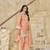 peach elegant pv chanderi roman silk ready-made suit with organza dupatta