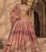 Enchanting Dusty rose Fancy fabric Zari and Sequins Embrodered Indian wedding lehenga Choli dress